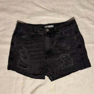 Forever 21 Black Jean Shorts Distressed Denim